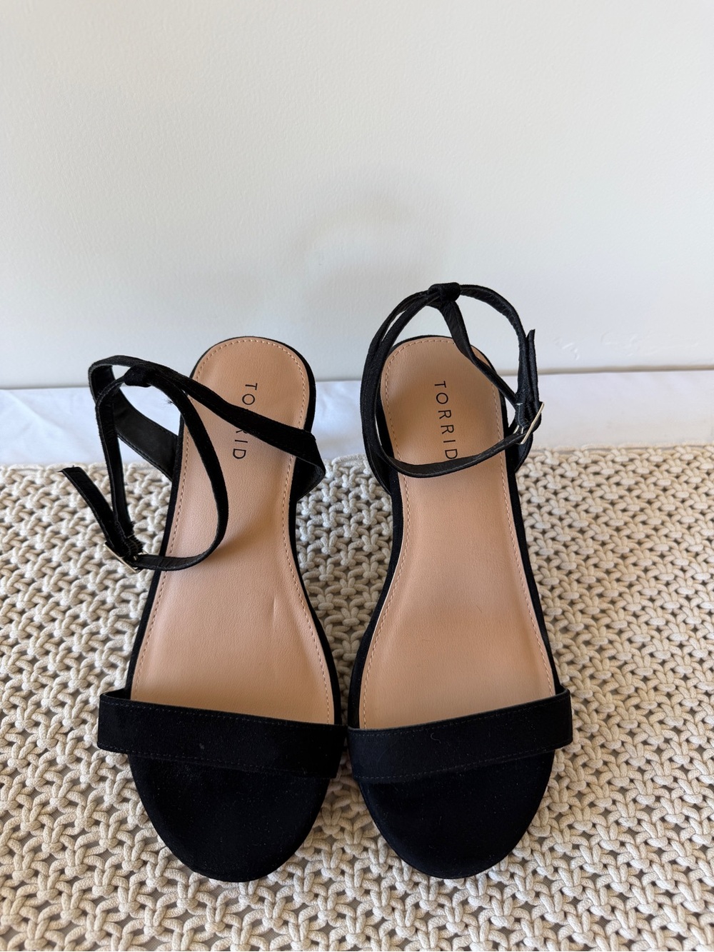 torrid Black Suede-Look Ankle Strap Sandals